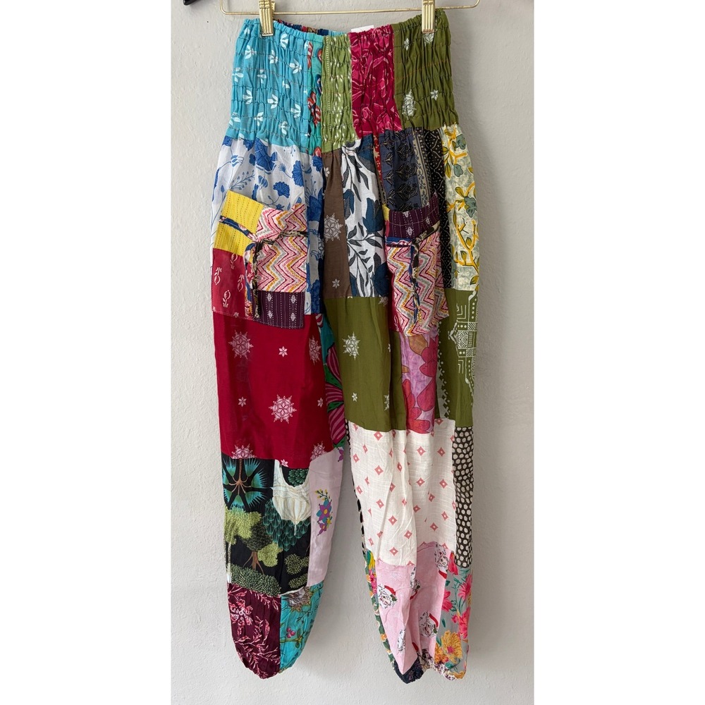 NWT Kathmandu Imports Womens Patchwork Harem Pants Boho Festival Cotton Joggers